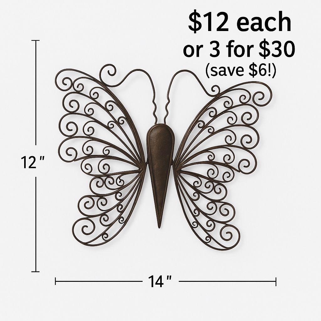 π¦ Metal Butterfly Wall Art β $12 Each or 3 for $30