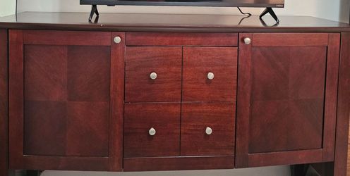 Cherry Wood TV Stand/ Cabinet with Drawers and  central pull-out try