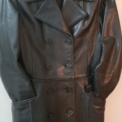 black leather trench coat for women