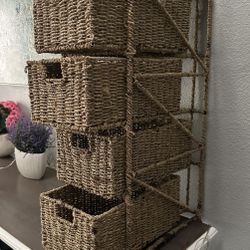 ✨🌸WOVEN Brown Wicker Basket  Drawer Storage 3Tier✨NICE