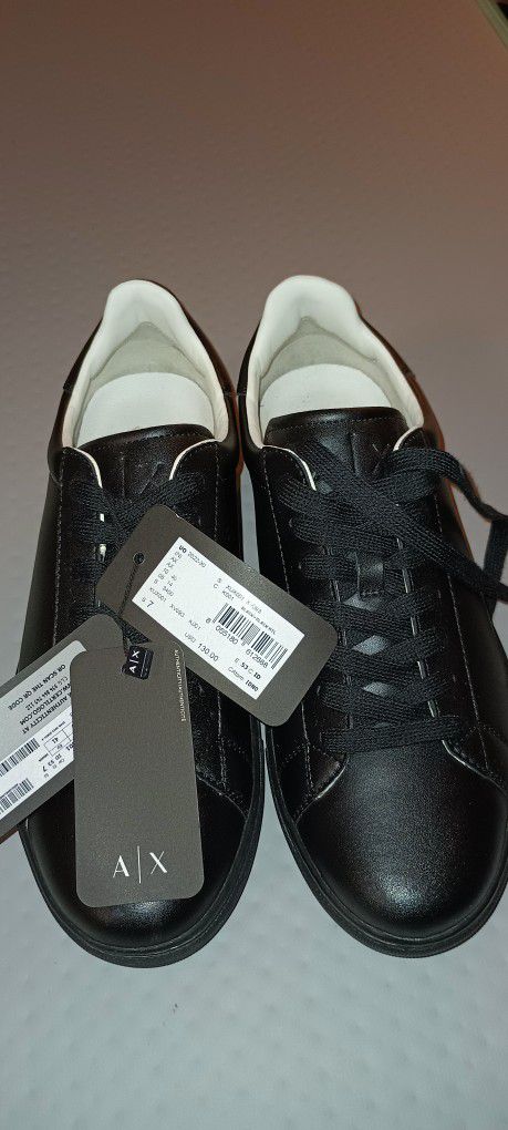 Men Armani Exchange All Black Low Sneakers Shoe Size 8