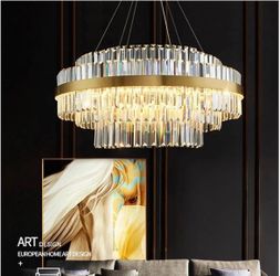 Gold Modern Round Crystal Chandelier, 10-Lights Luxury Chandeliers - brand new
