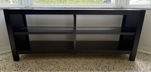 Black TV Stand with Open Shelves
