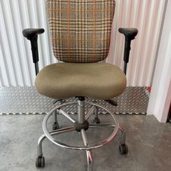 Custom Upholstered Office Chair w/ Adjustable Arms & Chrome Base – Ergonomic