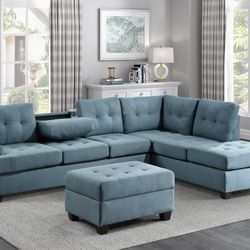 New Sectional Sofa Couch Ottoman 