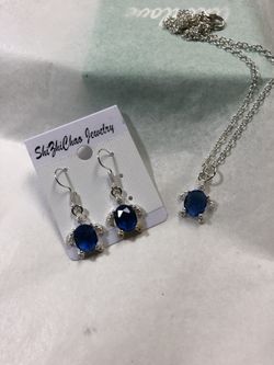 Silver and royal blue turtle jewelry set