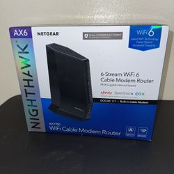 NETGEAR Nighthawk Modem Router Combo (CAX30) DOCSIS 3.1 Cable Modem and WiFi 6 Router - AX2700 2.7 Gbps - Compatible with Xfinity, Spectrum, Cox, and 