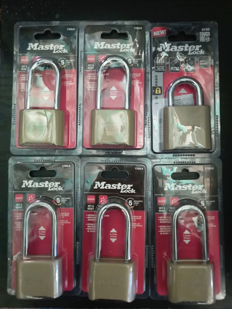 Lot Of 6 Master Lock 4-1/8 in. H X 2 in. W Steel Resettable Combination Combination Padlock Item # 52548
 | Mfr # 175DLH 