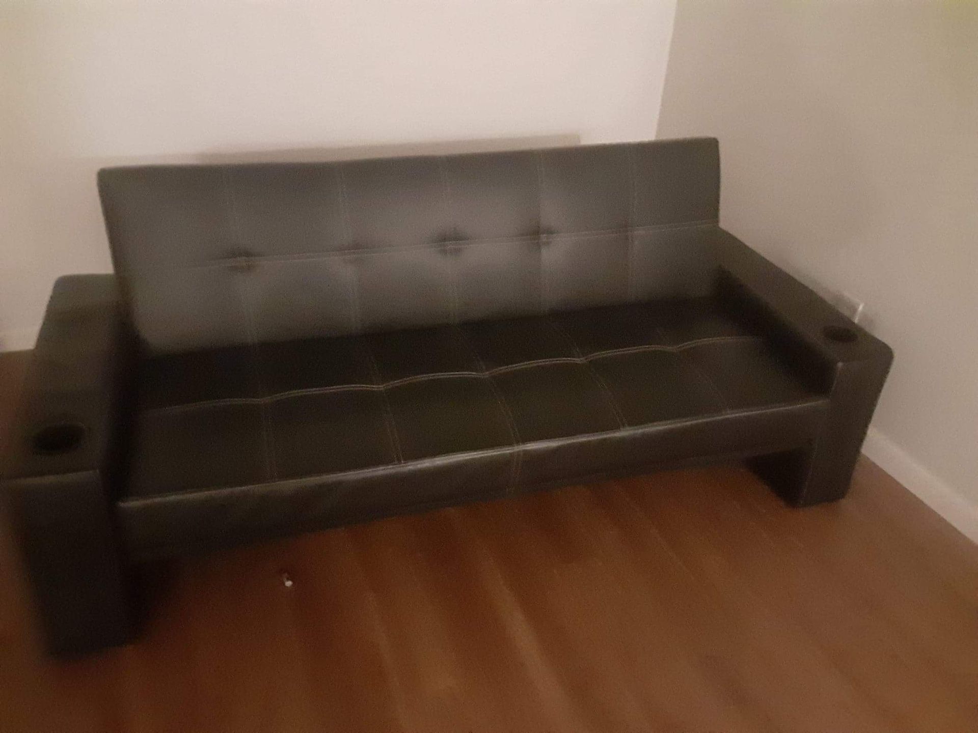 Brand New Leather Futon with Cup Holders