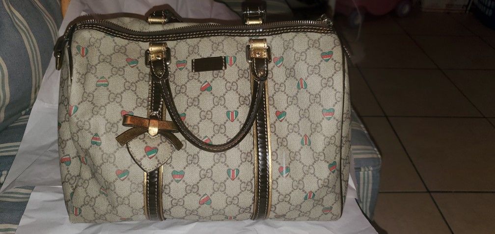 Gucci Supreme Tattoo Hearts Joy Boston Handbag  7