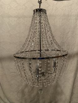 Chrome 3-Light Candle Style Swarovski Crystal Empire Chandelier