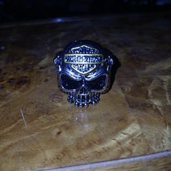 Harley Davidson Silver Skull Ring