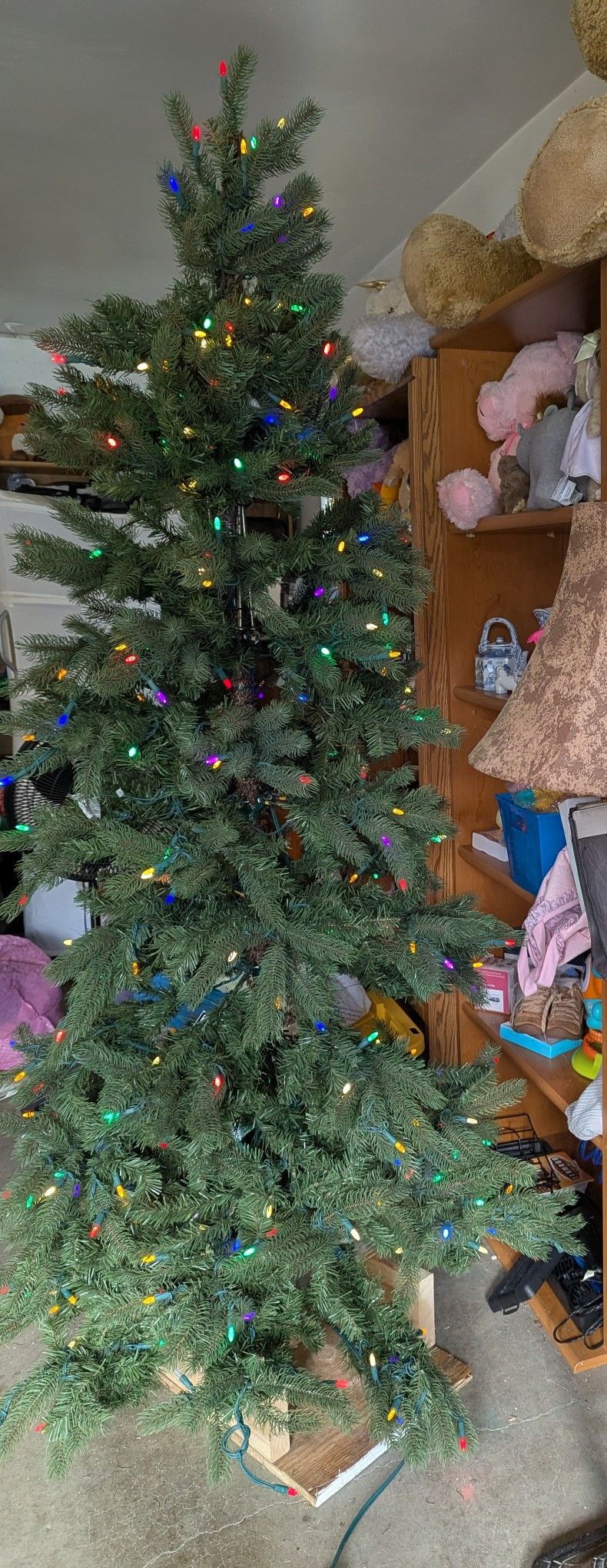 6 Foot Lighted Christmas Tree With Homemade Wood Base