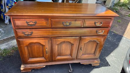 Buffet cabinet, dark wood grain