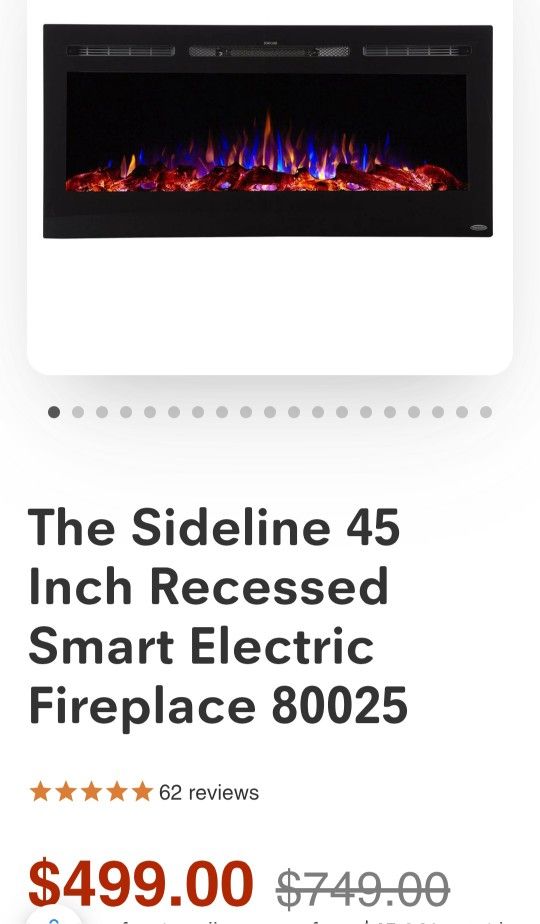 45' Smart Electric Fireplace -NEW