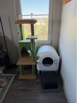 Cat tree and automatic litter box