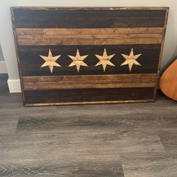 Rustic Wood Custom Made Chicago Flag