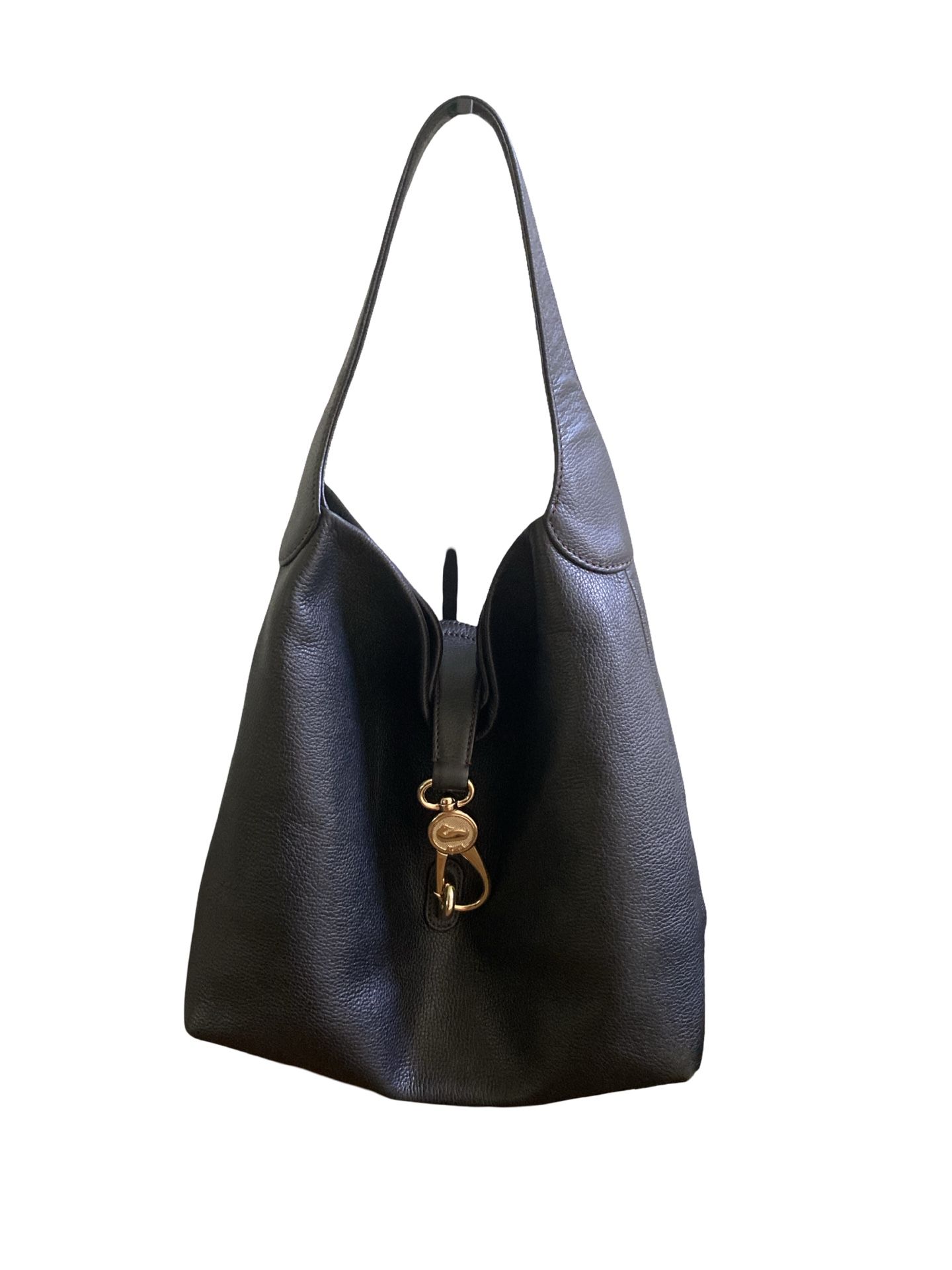 Dooney & Bourke Florentine Pebbled Black Logo Lock Shoulder Bag