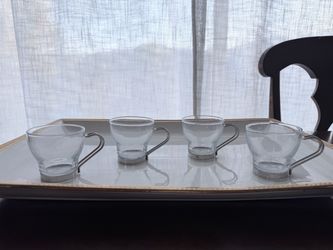 Set of 4 Glass Espresso Cups with Stainless Steel Handles Brand bormioli rocco
