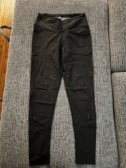 Black Athletic Leggings with Perforated Detail