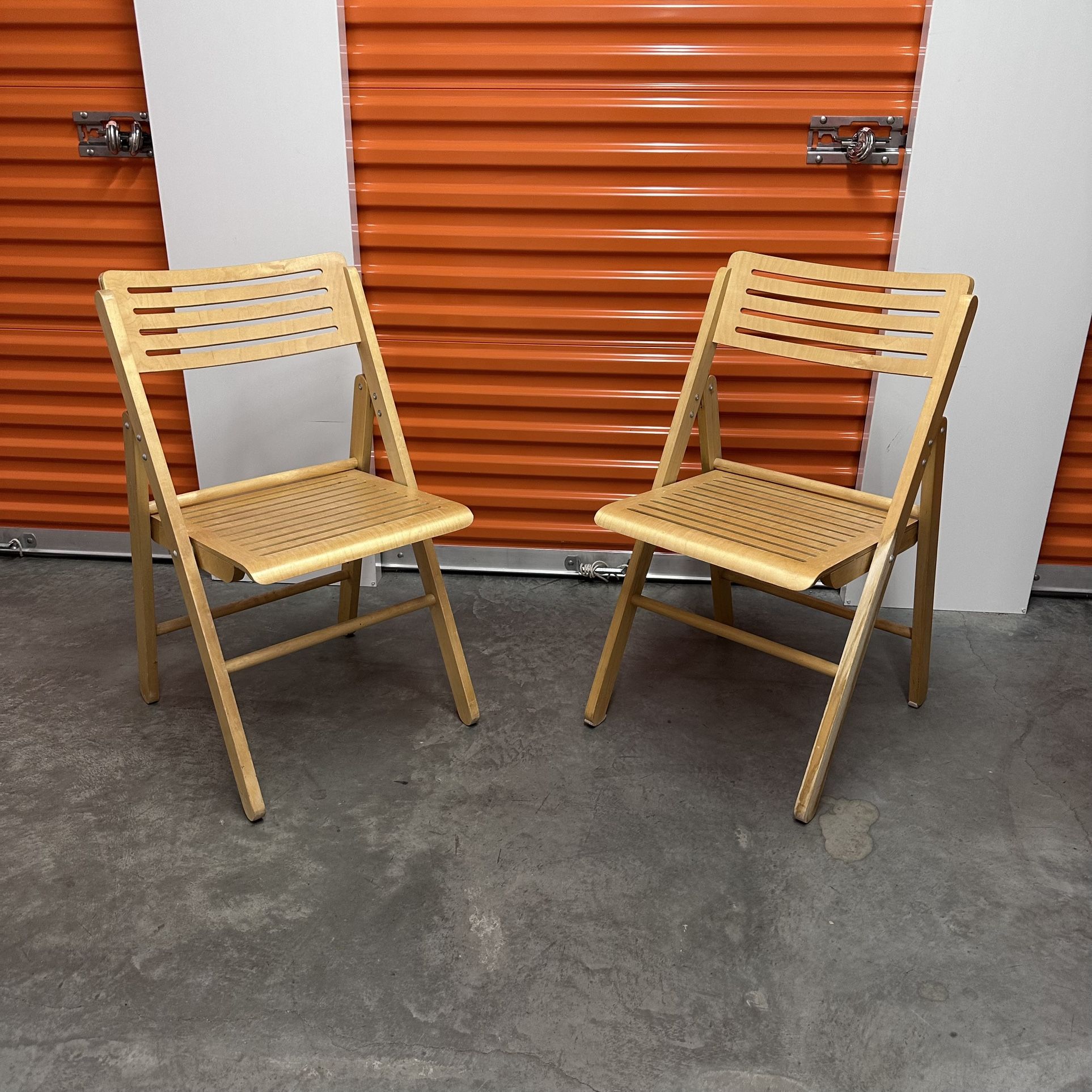 Vintage 1990s IKEA Folding Wood Chairs - Pair (2)