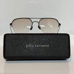 New John Varvatos V173 Black Metal Semi-rimless Unisex Sunglasses 63mm