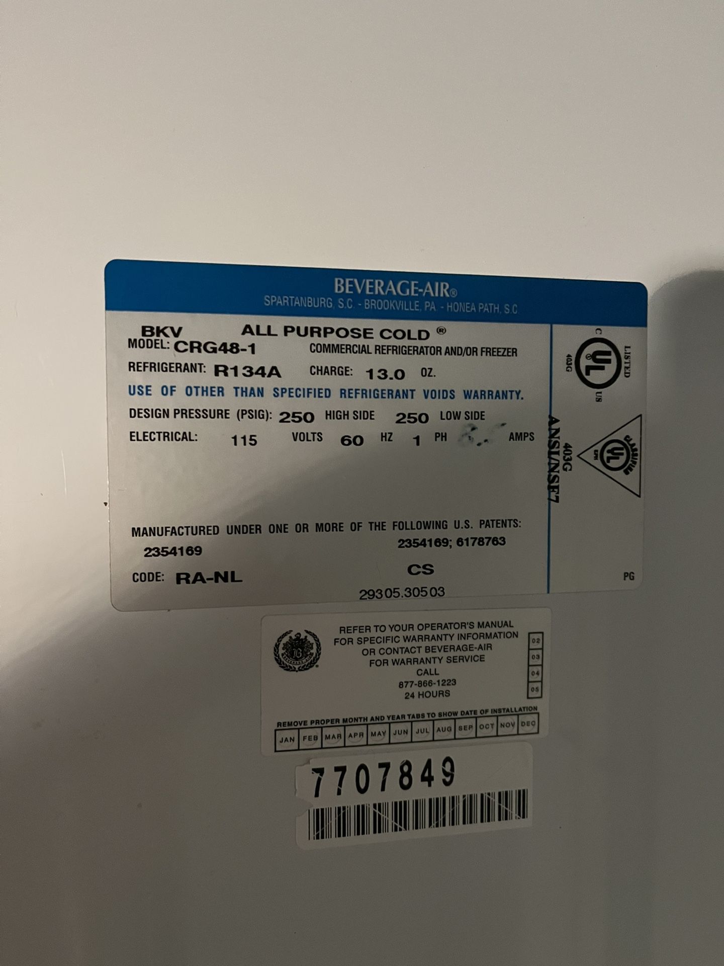 Bev Air Commercial Fridge