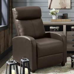 New Recliner Chair Padded Seat Pu Leather for Living Room Single Sofa Recliner Modern Recliner Seat Club Chair Home Theater Seating(Auburn Brown)  New