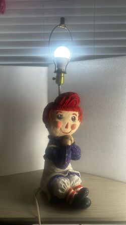 Vintage Raggedy Ann Hand Painted Rare Ceramic Lamp--Reduced