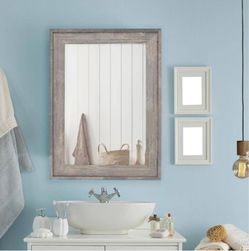 Hitchcock Butterfield Farmstead Rustic Rectangle Framed Gray Decorative Mirror


