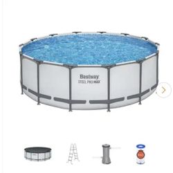 MAX 168 in. Round 48 in. D Above Ground Swimming Metal Frame Pool Set