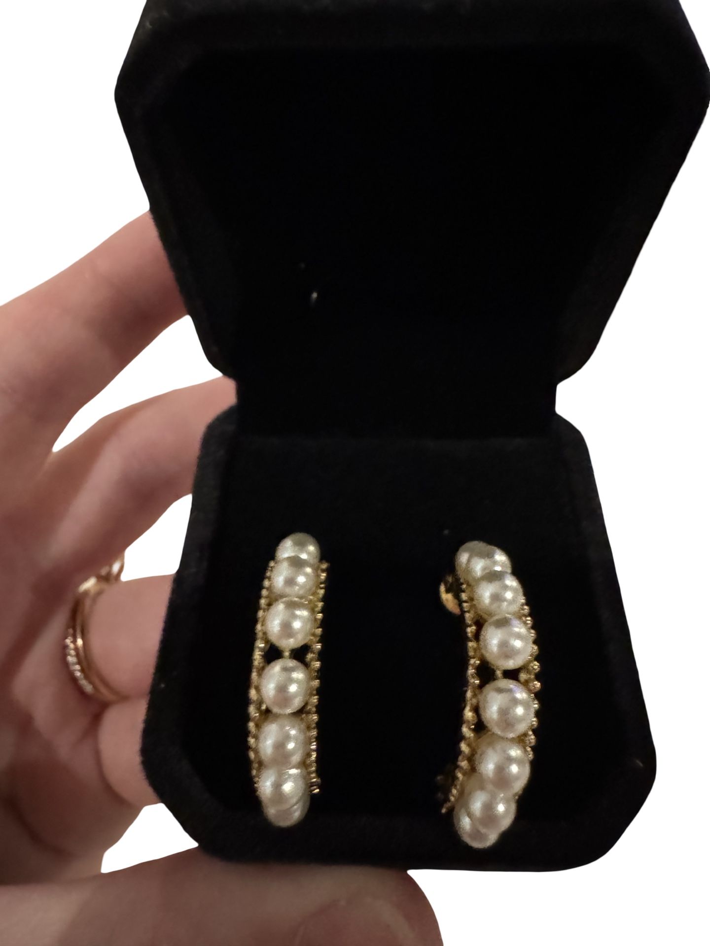 Pearl Half Hoop Earrings āCā Style - 14kt Gold Filled *NEW*