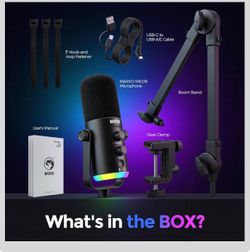 NEW MARVO Gaming Streaming Microphone Kit w/ Boom Arm – USB/XLR