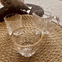 Crystal Bowl, Cup & Creamer