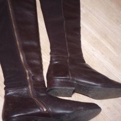 Michael Kors Thigh High Brown Zip Up Boots Size7 1/2