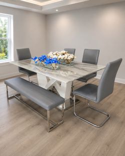 Comedor 71” con 4 sillas y banco