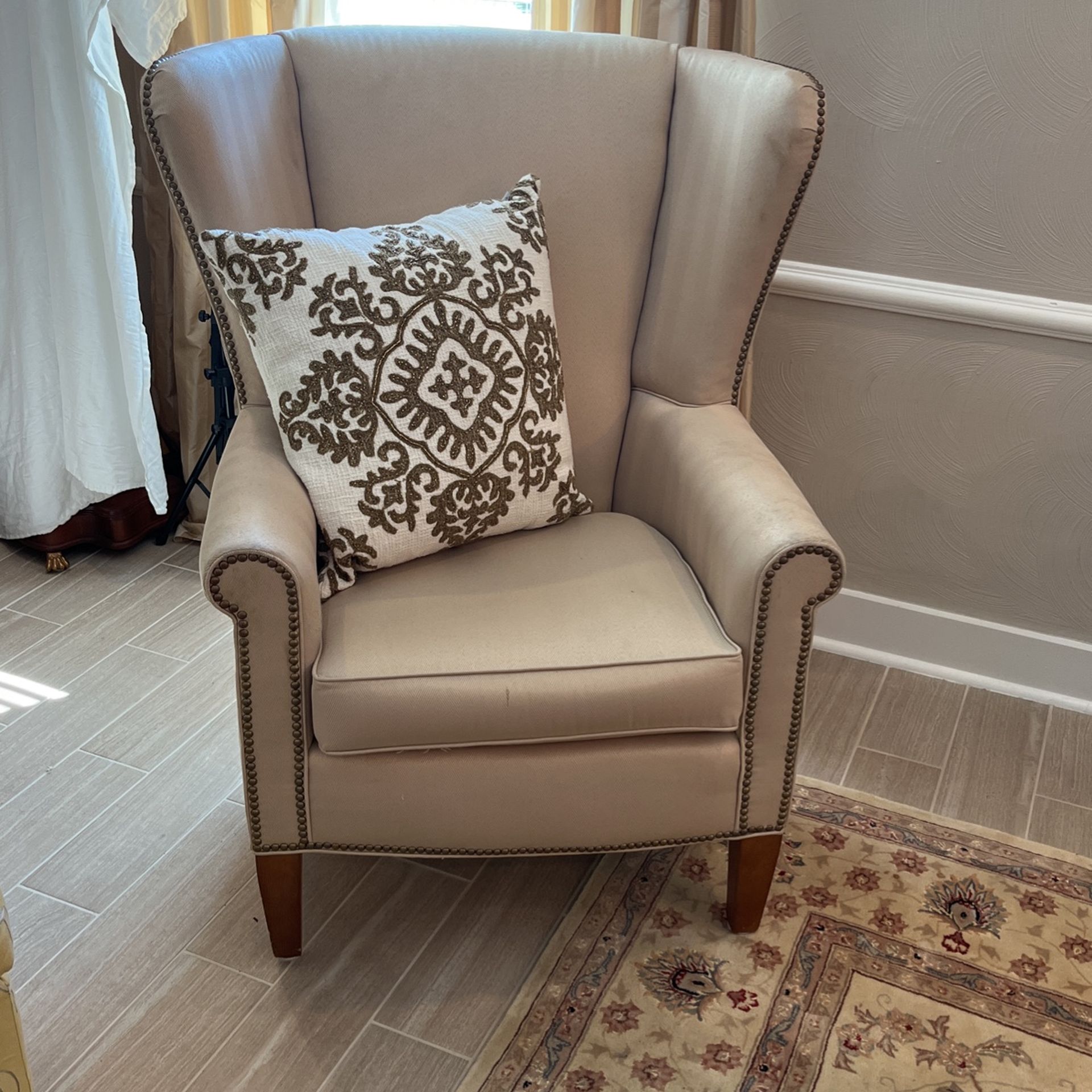 Beige Wingback Chair