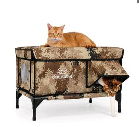 Brand new Indestructible Heated Cat House for Outside Cats Winter,100% Weatherproof,Safe Escape Door