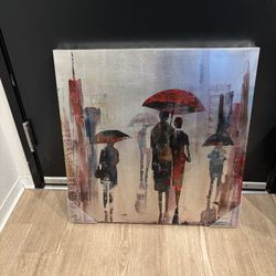 Couple Walking in the Seattle Rain Art (24x24”)