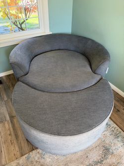 Grey Swivel Cuddle Chair with Matching Ottoman