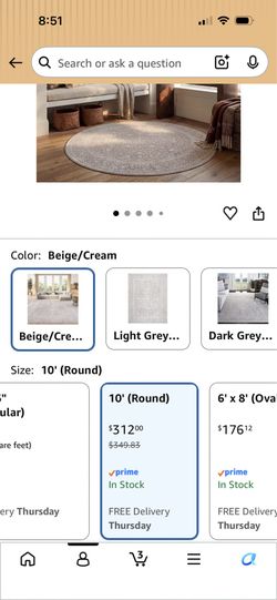 10’  round Area Rug