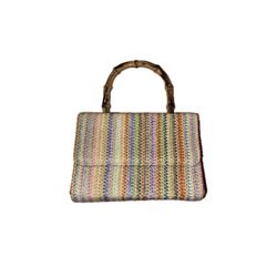 Woven Handbag with Bamboo Handl