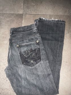 Gray Washed DKNY Denim Jeans with Embroidered Pocket