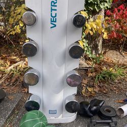 Set Of Chrome Dumbbells With Vertical Rack - 15 Lbs To 30 Lbs