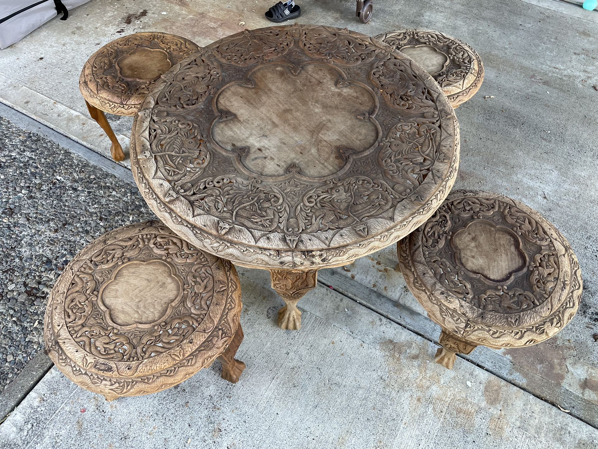 Antique Handcarved Table and Chairs for Sale in Kent, WA OfferUp