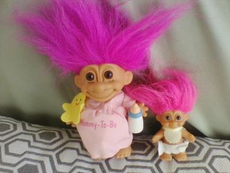 Original Mommy To Be and Baby Troll Doll Set