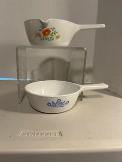 Vintage Corning Ware Pour Spout Wildflower Poppy 2.5 Cup Sauce Pan & Blue Cornflower 1pt-$45 Cash