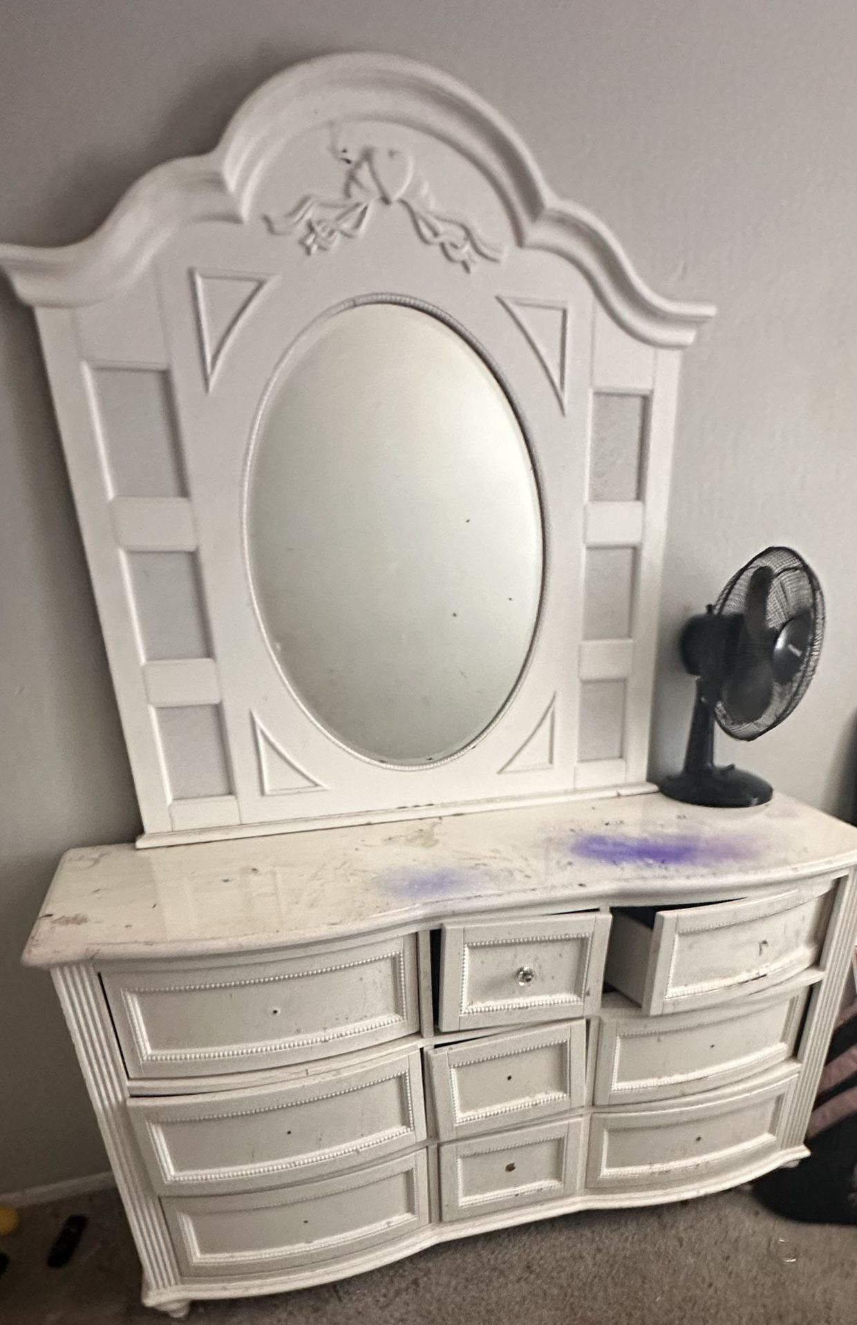 White Wood Dresser W/ Mirror $ 250 OBO