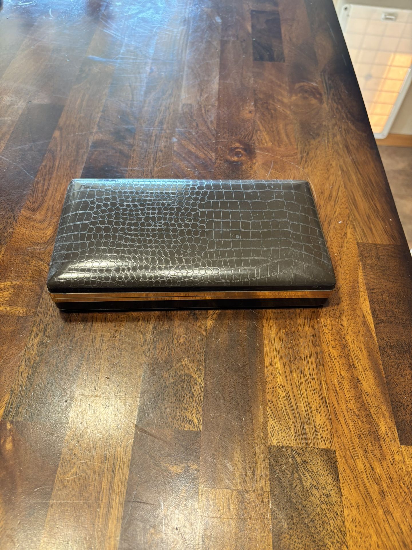 Vintage Black Crocodile Texture Travel Jewelry Case