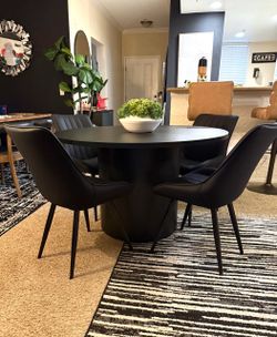 Black round modern 5 pc set